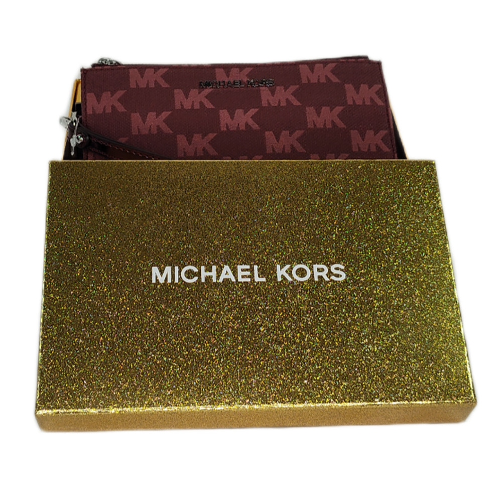Michael Kors Double Zip Wristlet Wallet-Merlot/Burgundy/Wine-NWT - Picture 11 of 14